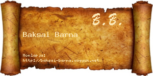 Baksai Barna névjegykártya